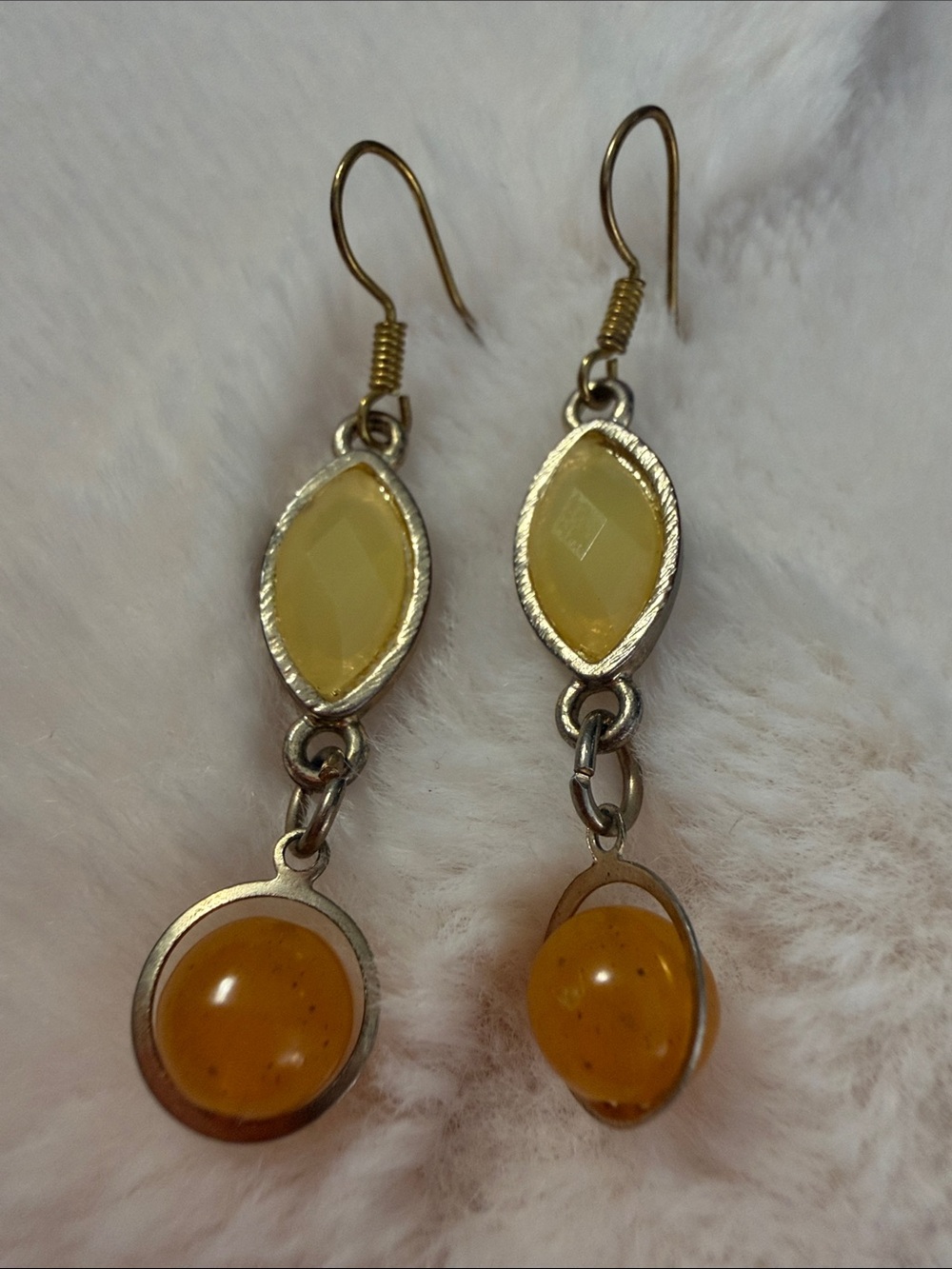 Vintage Yellow Drop Dangle Earrings - Elegant Women's Jewelry